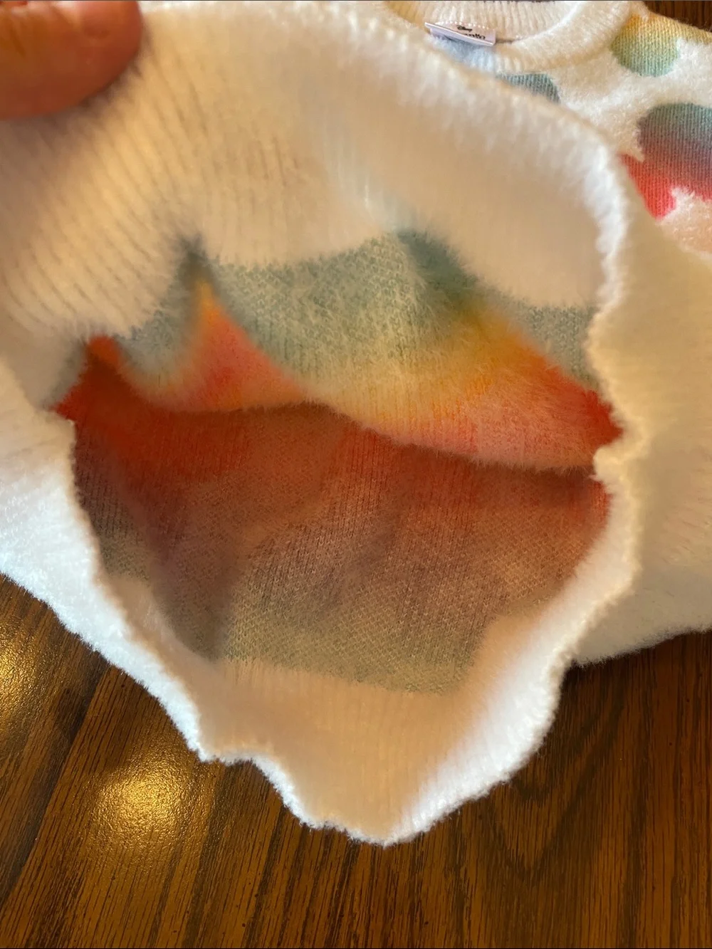 Disney White Crewneck Sweater with Multicolor Pastel Mickey Heads